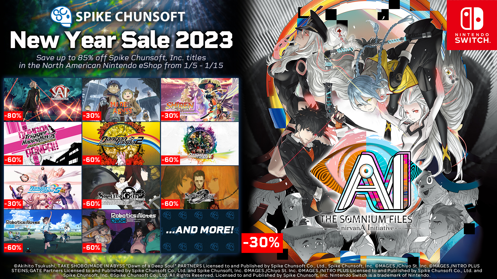 Save up to 85% on Spike Chunsoft, Inc. Games During the