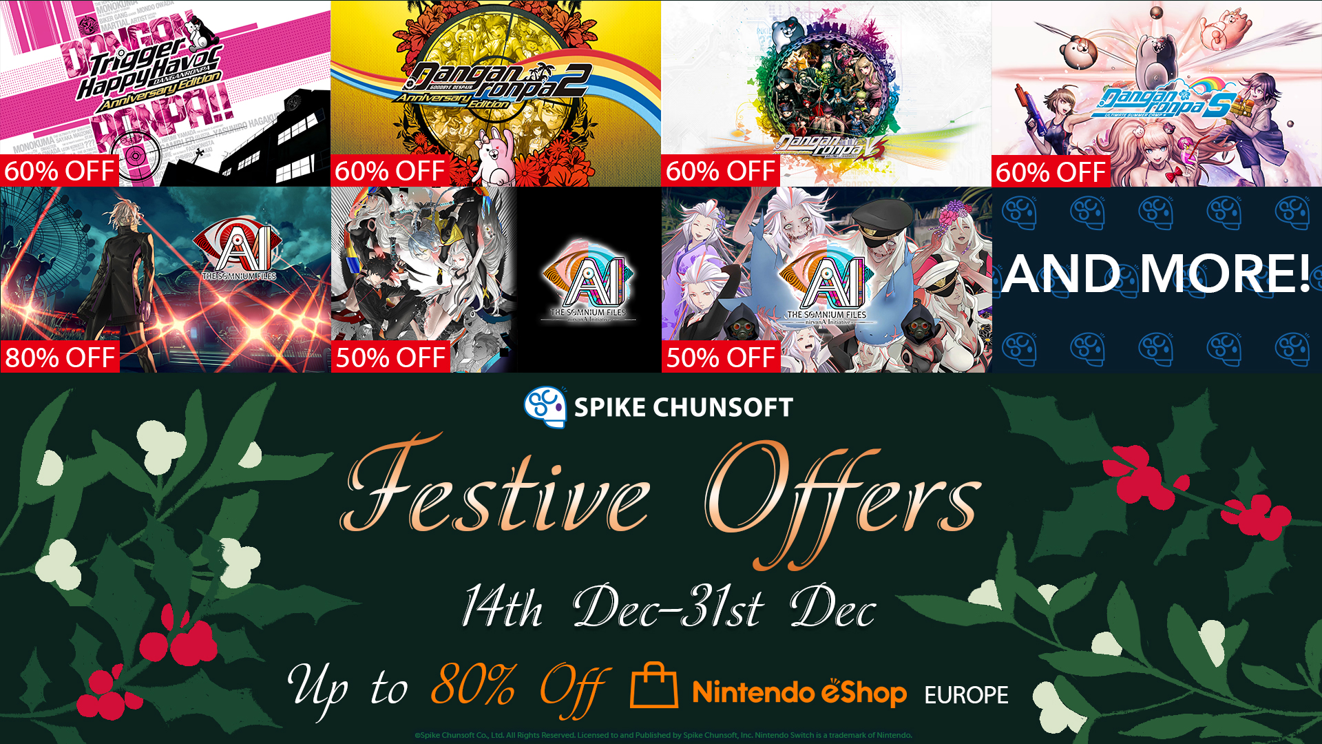 Save up to 85% on Spike Chunsoft, Inc. Games During the Nintendo eShop  Europe Black Friday Sale November 16 to December 3, 2023 - Spike Chunsoft