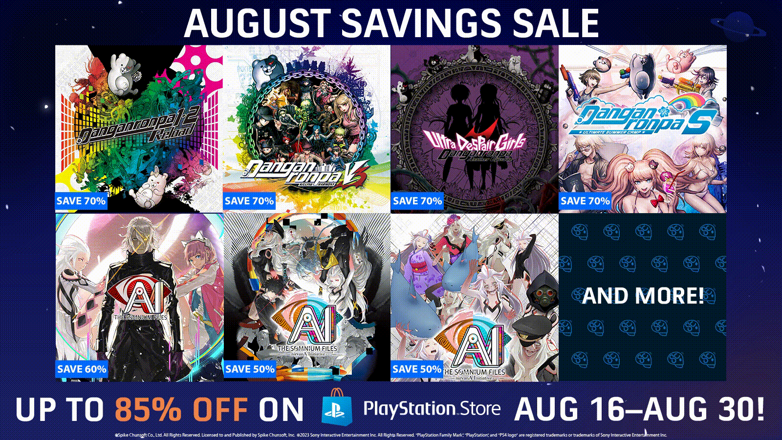 Spike Chunsoft, Inc. on X: 🎮⏰#PlayStation Store Black Friday Sale will  end tomorrow on 11/27! Now is your chance to save up to 85% on select Spike  Chunsoft, Inc. titles Check the